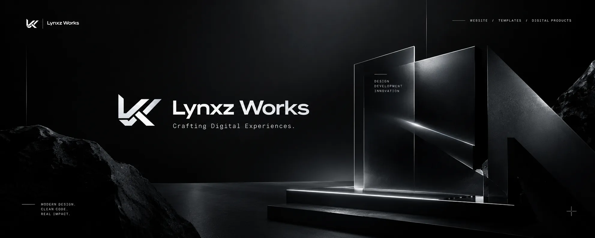 Lynxz Works brand banner — a dark 3D scene with the Lynxz Works logo and the tagline “Crafting Digital Experiences”